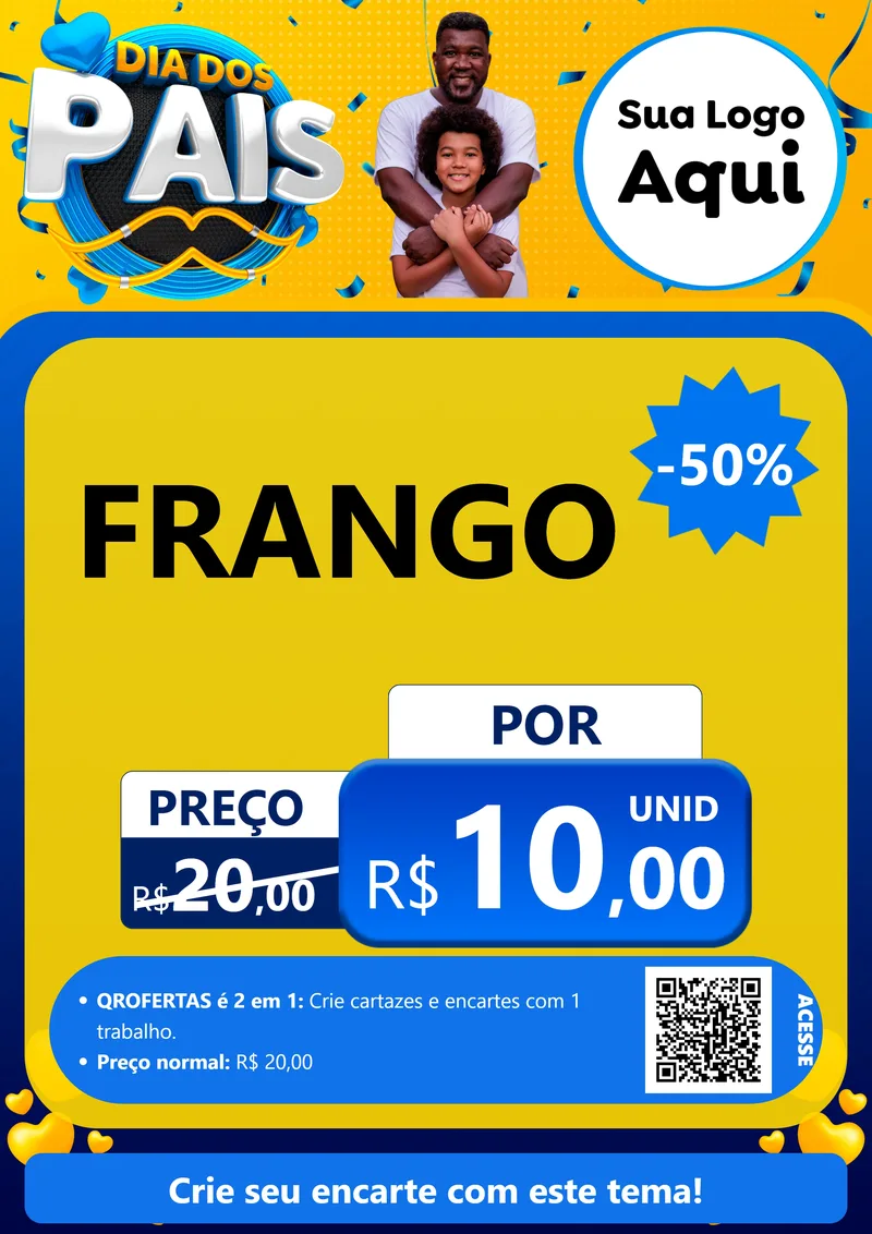 Modelo de Cartaz para Cartaz A4 Vertical com o tema Dia dos Pais para Assados