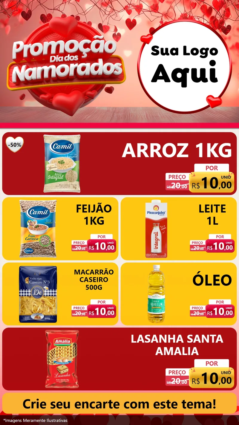 Modelo de TV para TV Vertical com o tema Promoção Dia dos Namorados para Supermercado