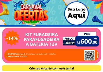 Modelo de Cartaz para Cartaz A4 Horizontal com o tema Carnaval de Ofertas para Maquinas e Ferramentas