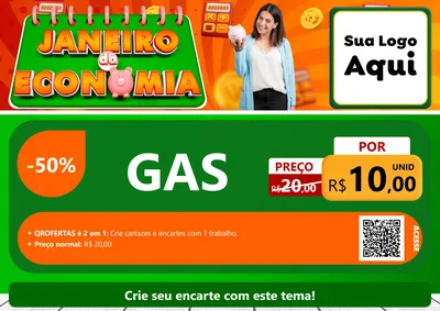 Modelo de Cartaz para Cartaz A4 Horizontal com o tema Janeiro da Economia para Água e gás
