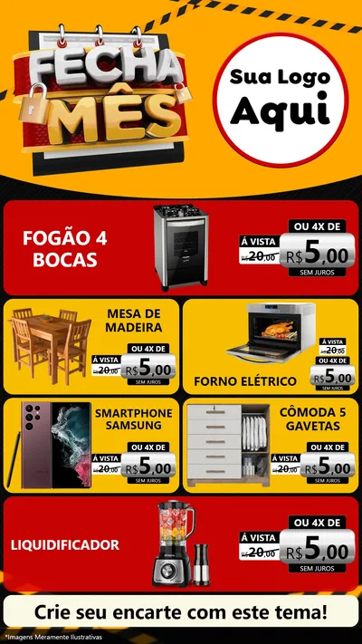 Modelo de TV para TV Vertical com o tema Fecha Mês para Móveis e Eletro