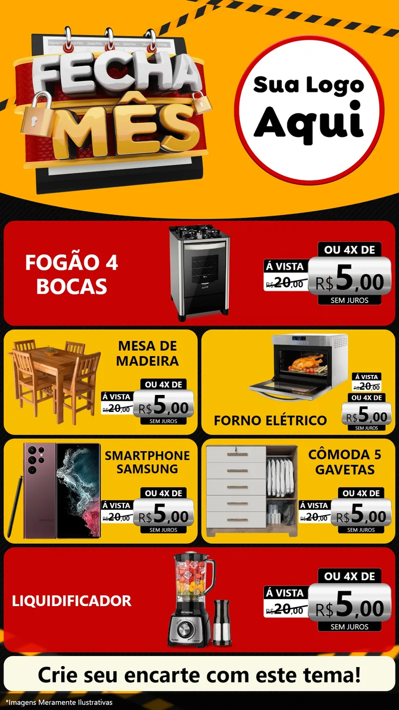 Modelo de TV para TV Vertical com o tema Fecha Mês para Móveis e Eletro