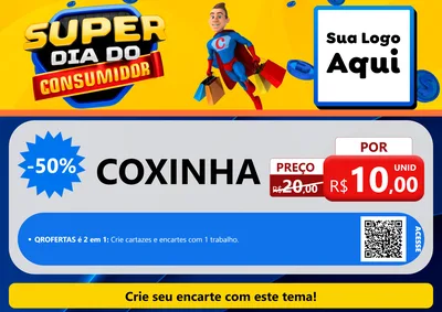 Modelo de Cartaz para Cartaz A4 Horizontal com o tema Super Dia do Consumidor para Salgadaria