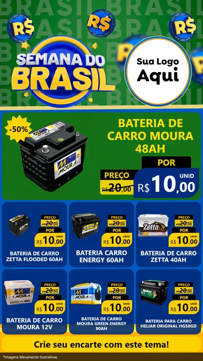 Modelo de Rede Social para Stories com o tema Semana Do Brasil para Baterias Elétricas