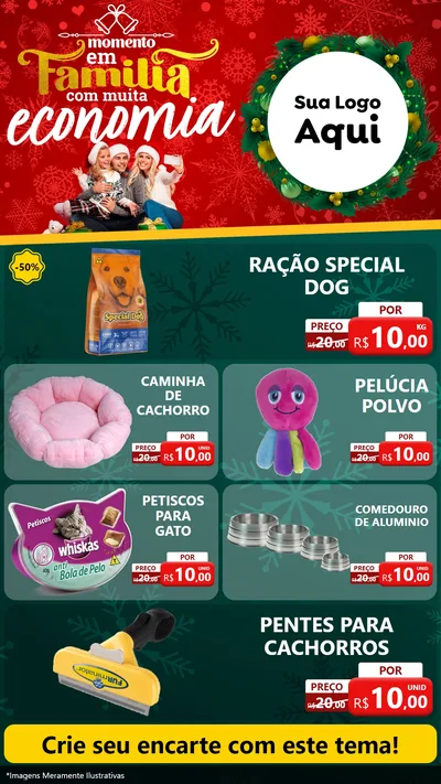 Modelo de TV para TV Vertical com o tema Momento em Família (Natal) para Pet Shop