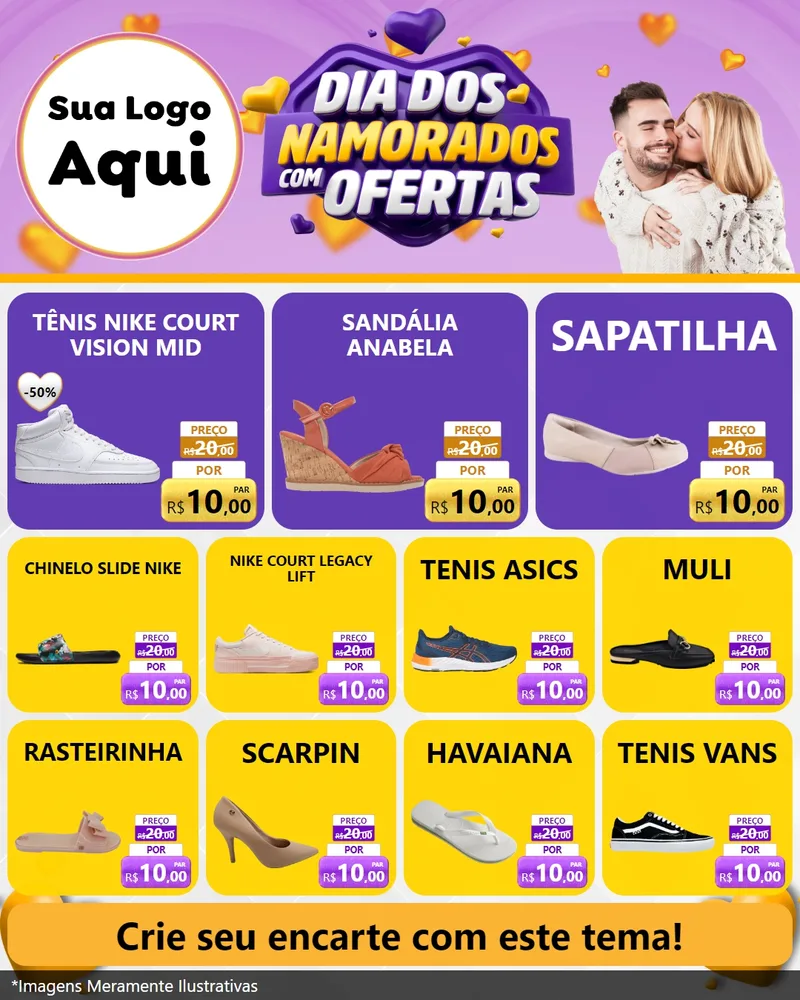 Modelo de Rede Social para Feed Instagram com o tema Dia Dos Namorados Com Ofertas para Calçados