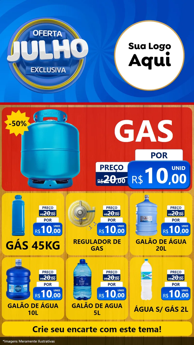 Modelo de Rede Social para Stories com o tema Oferta Exclusiva, Julho para Água e gás