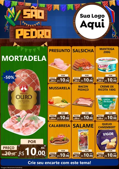 Modelo de Encarte para Encarte A4 Vertical com o tema São Pedro para Frios e Laticínios