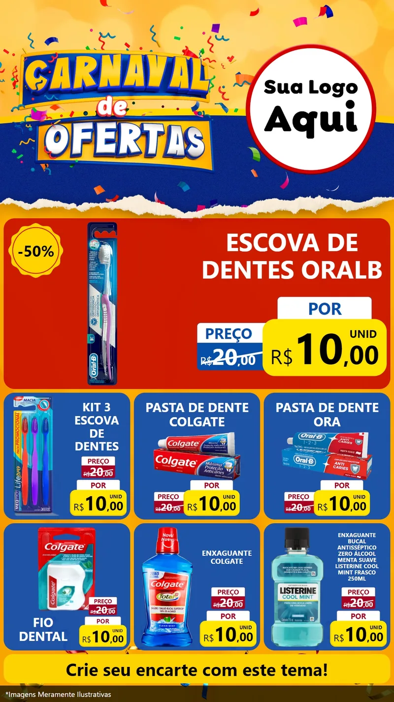 Modelo de Rede Social para Stories com o tema Carnaval de Ofertas para Higiene Pessoal