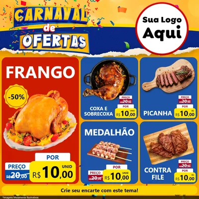 Modelo de Rede Social para Feed Facebook com o tema Carnaval de Ofertas para Assados