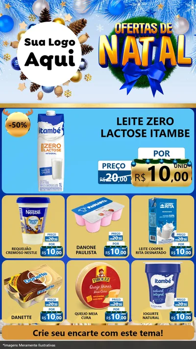 Modelo de Rede Social para Stories com o tema Ofertas de Natal para Frios e Laticínios