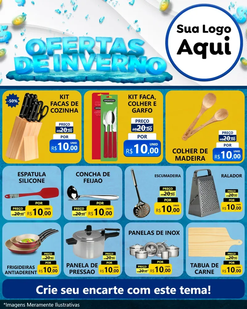 Modelo de Rede Social para Feed Instagram com o tema Ofertas de Inverno para Utilidades Domésticas
