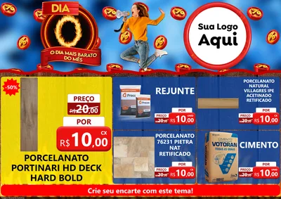 Modelo de Encarte para Encarte A4 Horizontal com o tema Dia O - O Dia Mais Barato Do Mês para Pisos e revestimentos