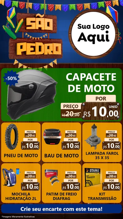 Modelo de Rede Social para Stories com o tema São Pedro para Moto peças