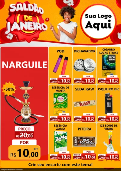 Modelo de Encarte para Encarte A4 Vertical com o tema Saldão de Janeiro para Tabacaria
