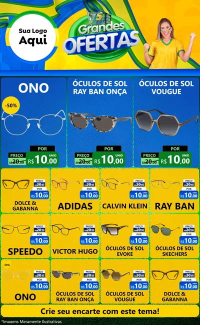 Modelo de Encarte para Encarte Grande com o tema Grandes Ofertas para Óticas