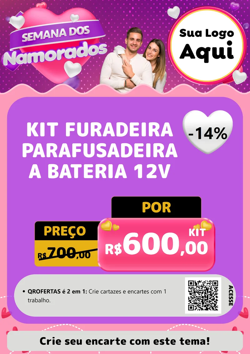 Modelo de Cartaz para Cartaz A4 Vertical com o tema Semana dos Namorados para Maquinas e Ferramentas