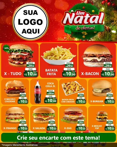 Modelo de Rede Social para Feed Instagram com o tema Um Natal de Ofertas para Hamburgueria