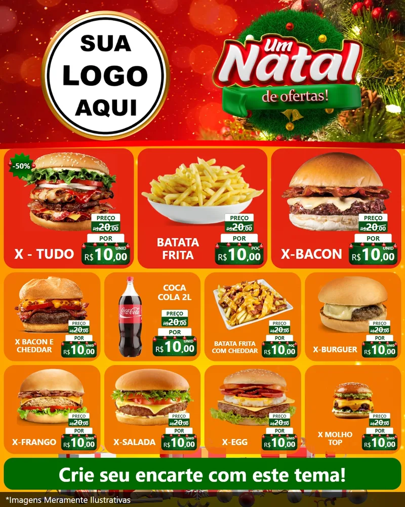 Modelo de Rede Social para Feed Instagram com o tema Um Natal de Ofertas para Hamburgueria