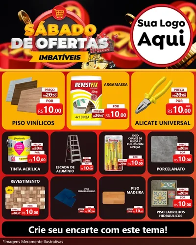 Modelo de Rede Social para Feed Instagram com o tema Sábado de Ofertas Imbatíveis para Material para Construção