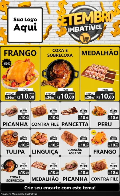 Modelo de Encarte para Encarte Grande com o tema Setembro Imbatível para Assados