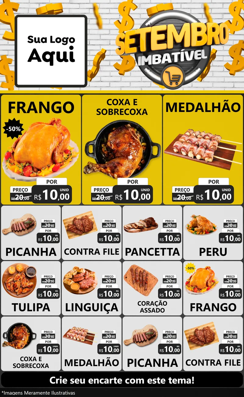 Modelo de Encarte para Encarte Grande com o tema Setembro Imbatível para Assados