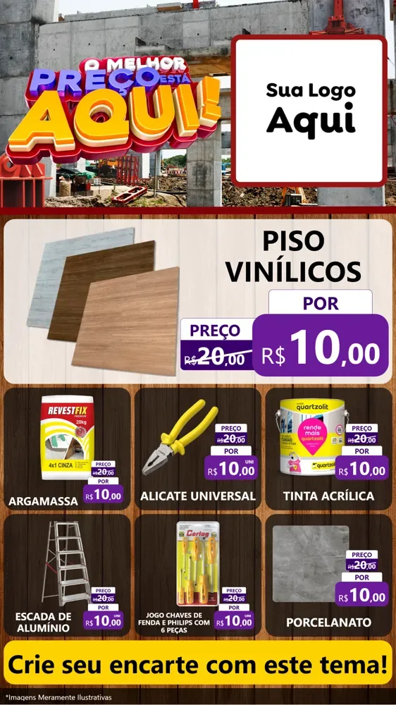 Modelo de Rede Social para Stories com o tema O Melhor Preço Está Aqui - Construção para Material para Construção