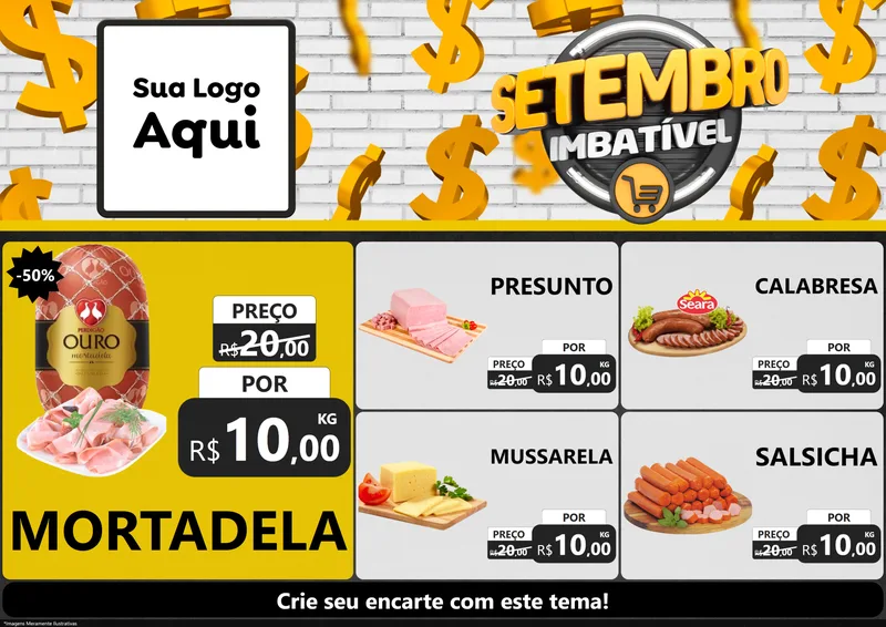 Modelo de Encarte para Encarte A4 Horizontal com o tema Setembro Imbatível para Frios e Laticínios