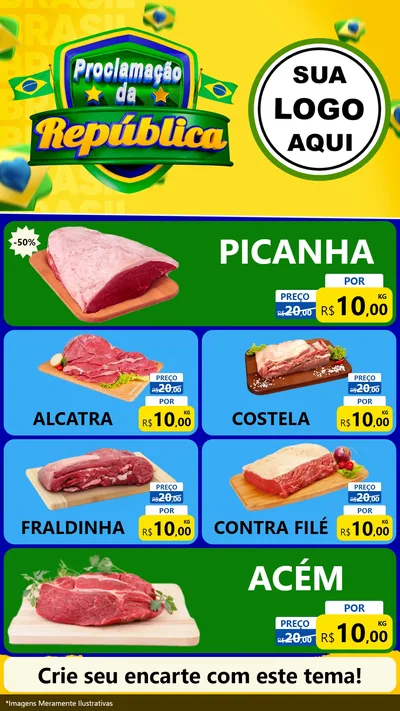 Modelo de TV para TV Vertical com o tema Proclamação da República para Açougue