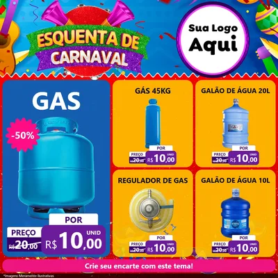 Modelo de Rede Social para Feed Facebook com o tema Esquenta de Carnaval para Água e gás