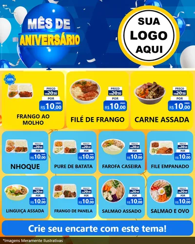 Modelo de Rede Social para Feed Instagram com o tema Mês de Aniversário para Restaurante