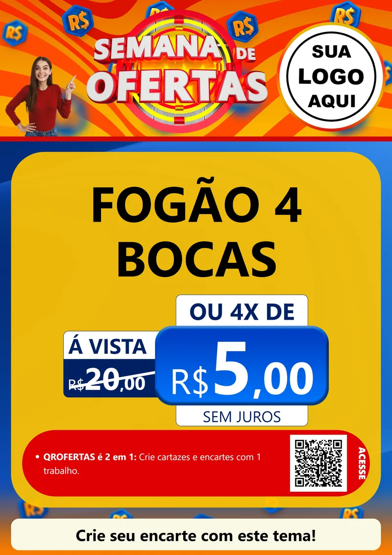 Modelo de Cartaz para Cartaz A4 Vertical com o tema Semana de Ofertas para Móveis e Eletro