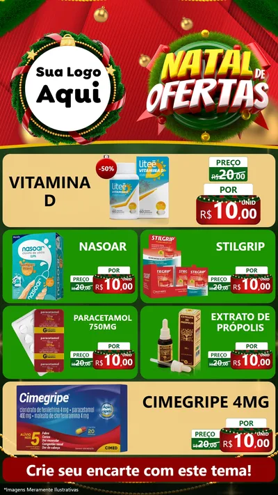 Modelo de TV para TV Vertical com o tema Natal de Ofertas para Farmácia