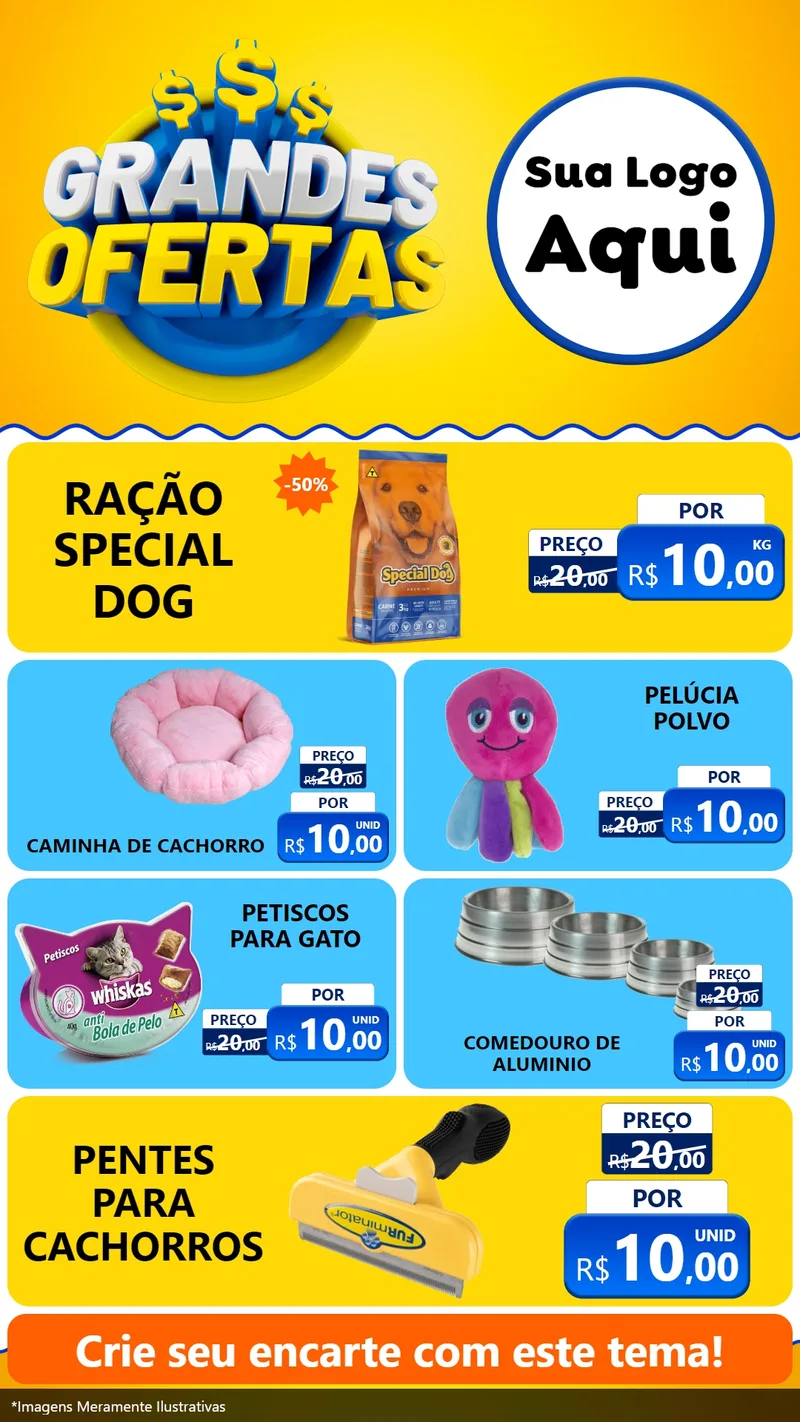Modelo de TV para TV Vertical com o tema Grandes Ofertas para Pet Shop