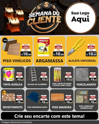 Modelo de Rede Social para Feed Instagram com o tema Semana do Cliente para Material para Construção