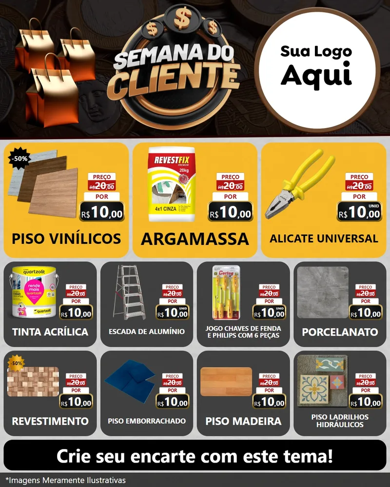 Modelo de Rede Social para Feed Instagram com o tema Semana do Cliente para Material para Construção