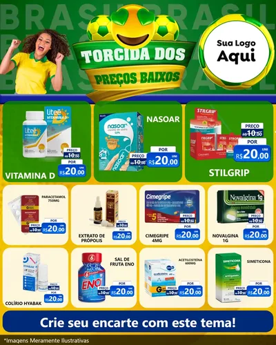 Modelo de Rede Social para Feed Instagram com o tema Torcida dos Preços Baixos - Copa para Farmácia