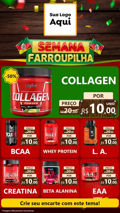 Modelo de Rede Social para Stories com o tema Semana Farroupilha para Suplementos alimentares