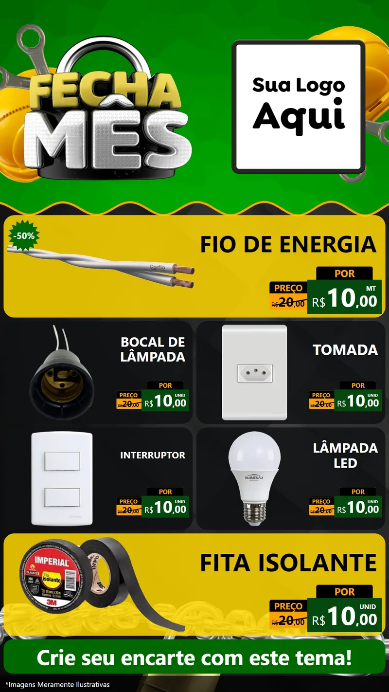 Modelo de TV para TV Vertical com o tema Fecha Mês para Materiais Elétricos