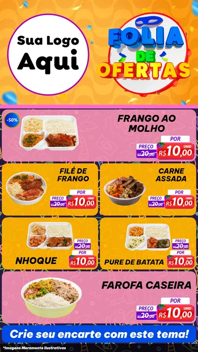 Modelo de TV para TV Vertical com o tema Folia de Ofertas para Restaurante