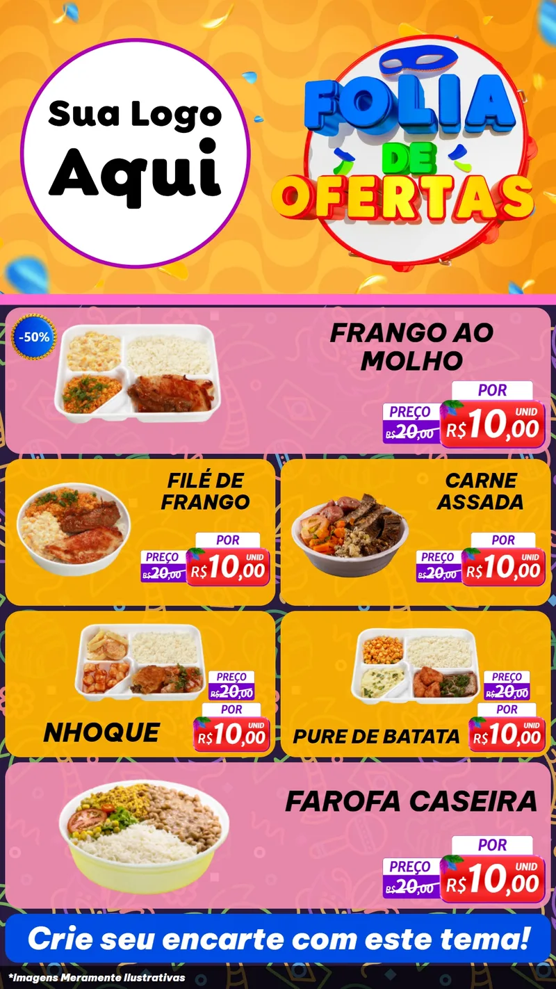 Modelo de TV para TV Vertical com o tema Folia de Ofertas para Restaurante
