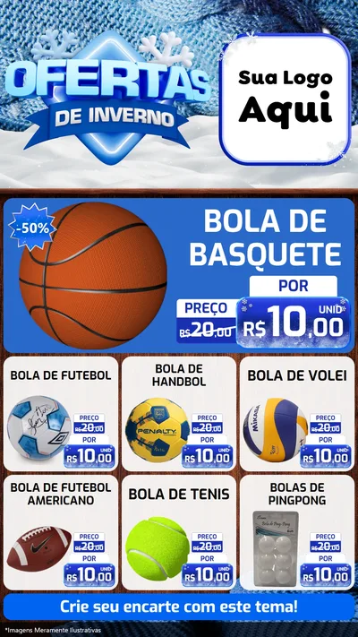 Modelo de Rede Social para Stories com o tema Ofertas de Inverno para Artigos Esportivos