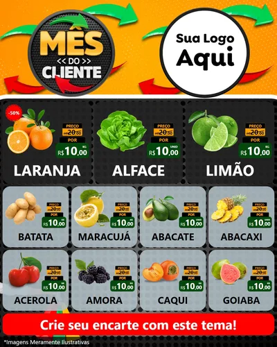 Modelo de Rede Social para Feed Instagram com o tema Mês do Cliente para Hortifrúti