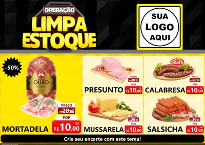 Modelo de Encarte para Encarte A4 Horizontal com o tema Operação Limpa Estoque para Frios e Laticínios