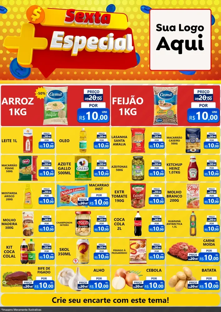Modelo de Encarte para Encarte A4 Vertical com o tema Sexta Mais Especial para Supermercado