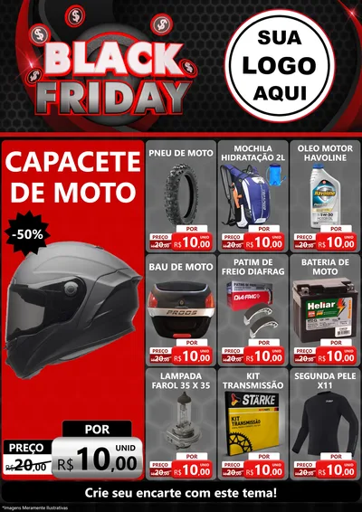Modelo de Encarte para Encarte A4 Vertical com o tema Black Friday para Moto peças
