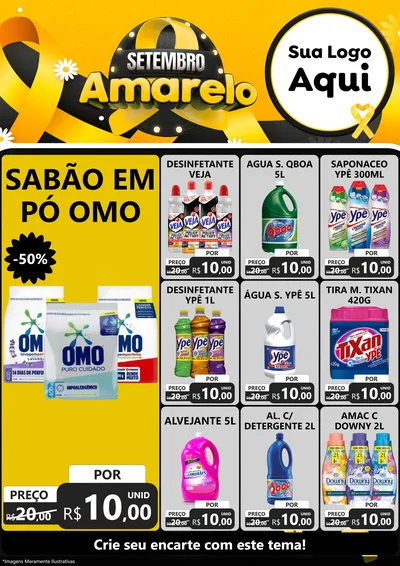 Modelo de Encarte para Encarte A4 Vertical com o tema Setembro Amarelo para Produtos de Limpeza