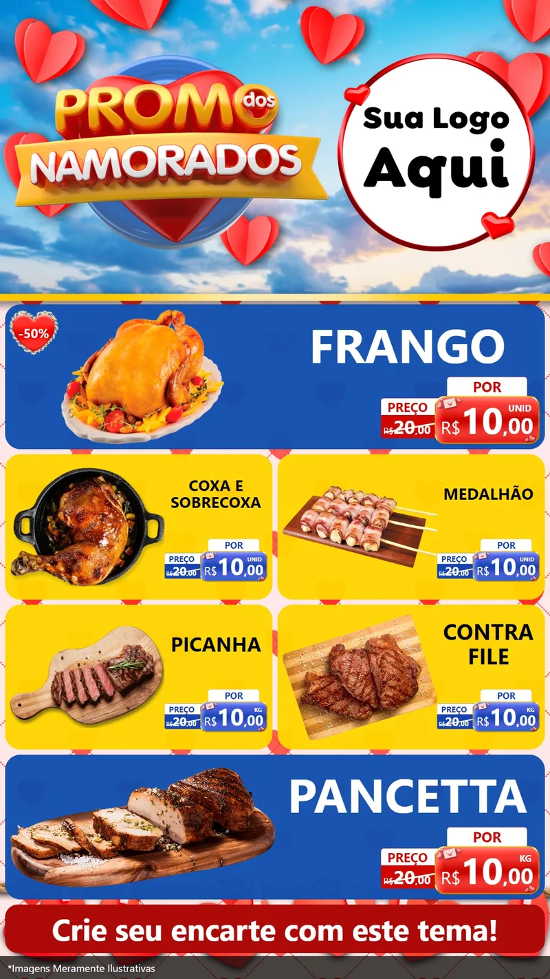 Modelo de TV para TV Vertical com o tema Promo dos Namorados para Assados