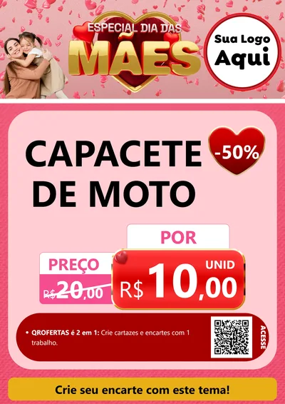Modelo de Cartaz para Cartaz A4 Vertical com o tema Especial Dia Das Mães para Moto peças