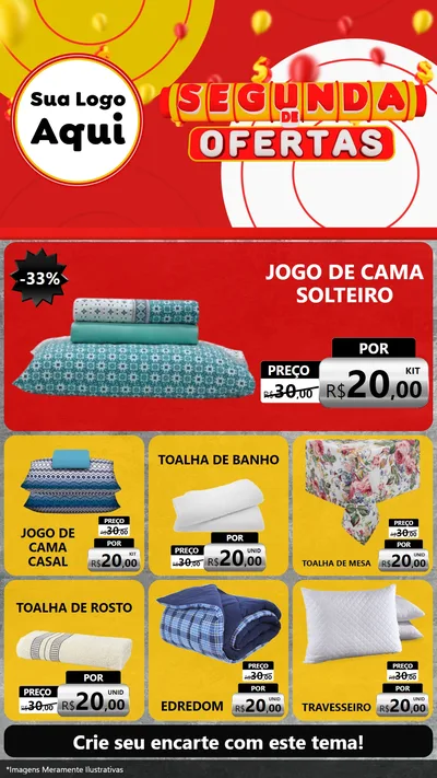 Modelo de Rede Social para Stories com o tema Segunda de Ofertas para Cama, Mesa e Banho